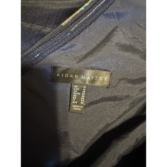 Aidan Mattox Formal Gown 16 Tiered Ruffle A Line Metallic Blue Gold NEW $595 - Picture 6 of 9